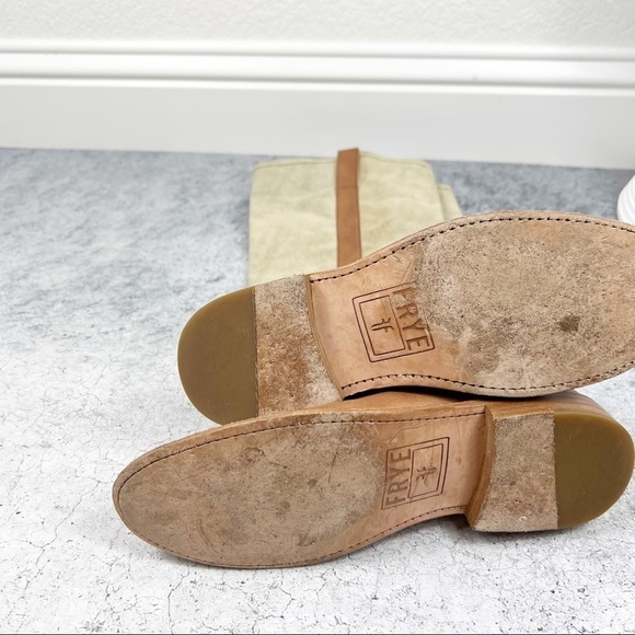 Frye Melissa Canvas and Leather Tall Boots Brown Size 6 - Picture 9 of 11